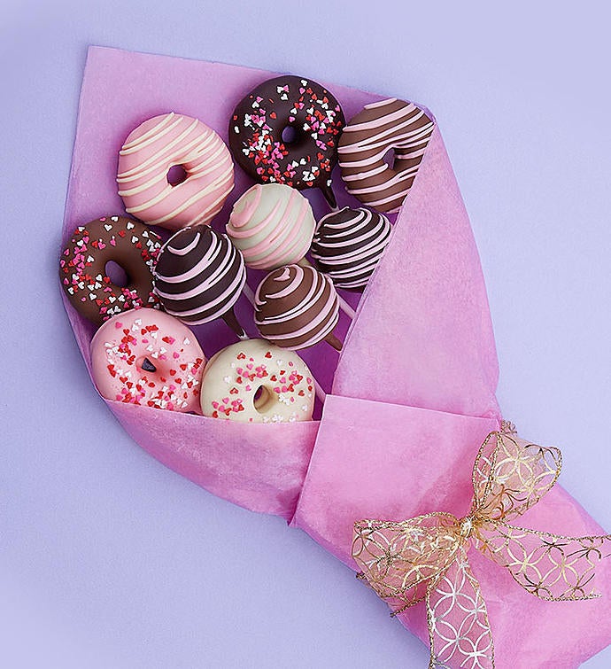  Sweet Chocolate Covered Donut & Cake Pop Bouquet
